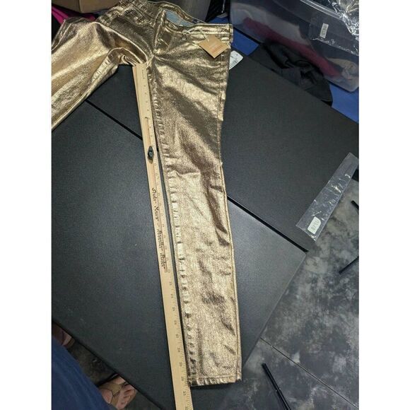 AG Adriano Goldshmeid Skinny Jean in Metallic Gold Women’s 26R - Picture 8 of 8